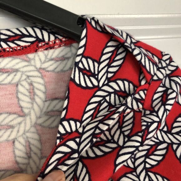 Talbots Women's Top Size Large Boat Neck Red Nautical Rope Circle 3/4 Sleeve - Picture 6 of 8